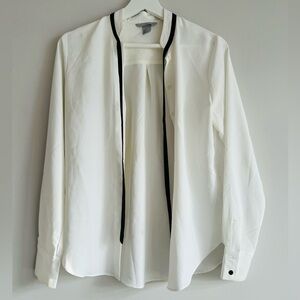 H&M White Dress Shirt with Black Bow